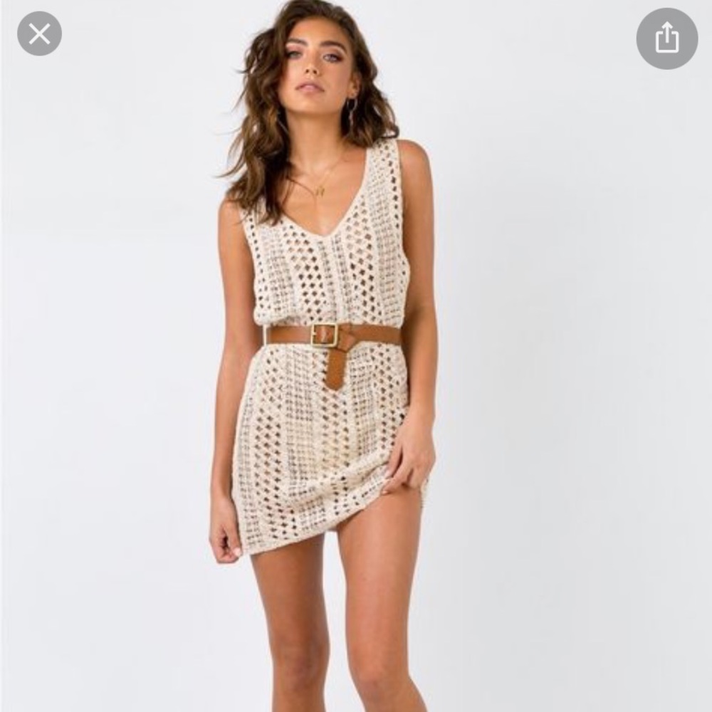 Princess Polly Crochet Mini Dress Tan
